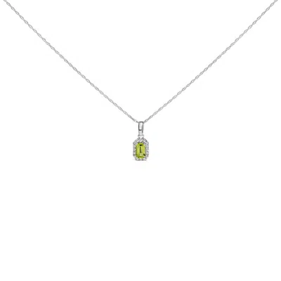 Haus Of Brilliance 10k White Gold 5x3mm Birthstone And Diamond Accent Halo Octagonal Shape Pendant N In Silver