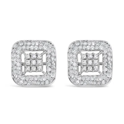 Haus Of Brilliance 10k White Gold 1.00 Cttw Diamond Composite And Halo Stud Earrings In White