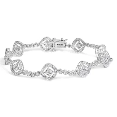 Haus Of Brilliance Sterling Silver 3.0 Cttw Diamond Halo Square Shape Link Bracelet (i-j Color In White