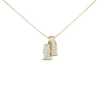 Haus Of Brilliance 14k Yellow Gold 1 5/8 Cttw Princess And Baguette Diamond Duo Bar Pendant Necklace In Yellow