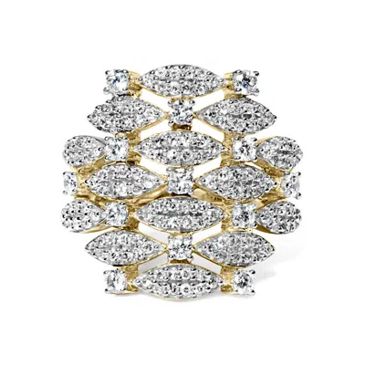 Haus Of Brilliance 14k Yellow Gold 1.0 Cttw Diamond Geometric Stacked Open Cocktail Ring In Yellow