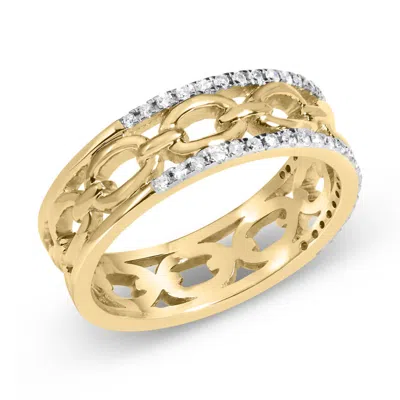 Haus Of Brilliance 10k Yellow Gold 1/5 Cttw Diamond Two Row Cuban Link Ring (i-j Color In Yellow