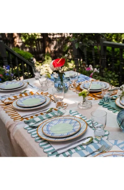 Misette Set Of 4 Scalloped Linen Placemats In Amber