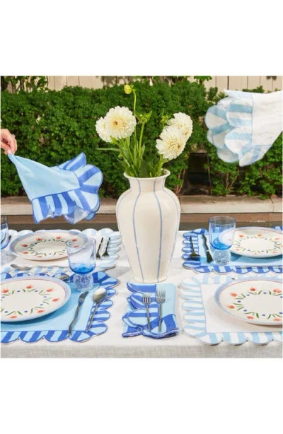 Misette Set-of-four Jardin Embroidered Linen Placemats In Blue