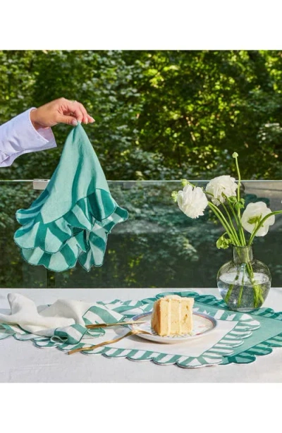 Misette Set-of-four Jardin Embroidered Linen Placemats In Green