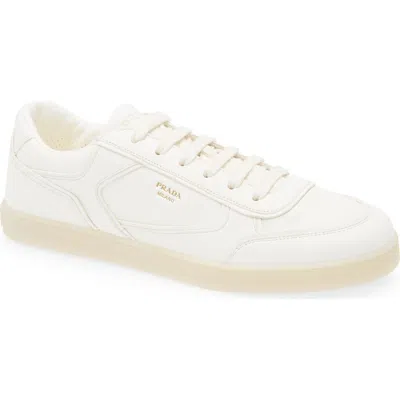 Prada White Leather Downtown Sneakers In Avorio