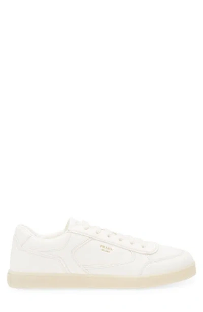 Prada White Leather Downtown Sneakers In Avorio