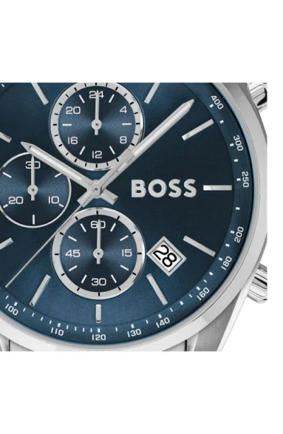 Hugo Boss Boss Grand Prix 44 Watch Silver In Metallic
