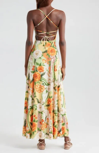 Agua Bendita Arista Ete Strapless Maxi Cover-up Dress In Green Multicolor