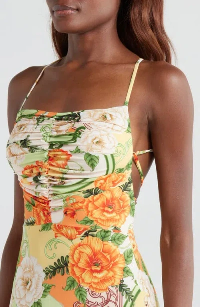 Agua Bendita Arista Ete Strapless Maxi Cover-up Dress In Green Multicolor