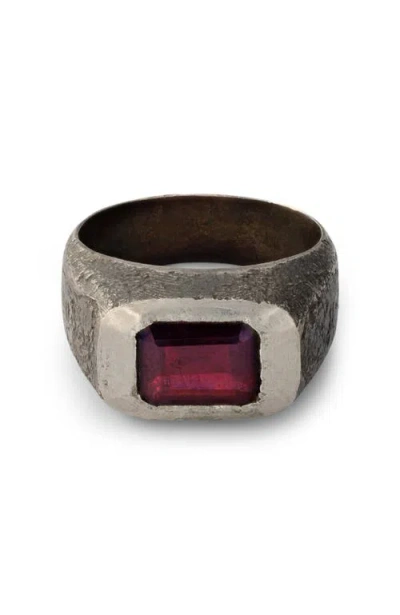 Ex-a Studio Mbf-g02  Sterling Silver Ring & Garnet Ring In Sterling Silver