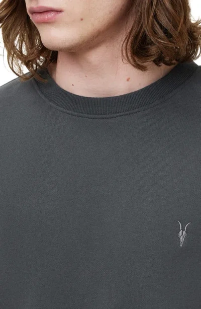 Allsaints Mens Gravestone Gre Raven Logo-embroidered Regular-fit Organic-cotton Sweatshirt In Carter Grey