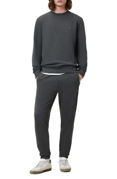 Allsaints Mens Gravestone Gre Raven Logo-embroidered Regular-fit Organic-cotton Sweatshirt In Carter Grey