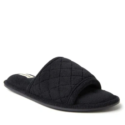 Dearfoams Beatrice Quilted Terry Womens Memory Foam Slip-on Slippers In Black