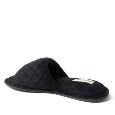 Dearfoams Beatrice Quilted Terry Womens Memory Foam Slip-on Slippers In Black