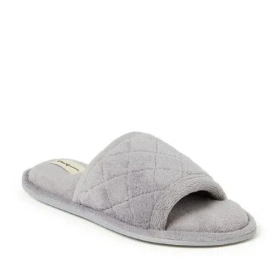 Dearfoams Beatrice Quilted Microfiber Terry Shower Slide Slipper In Gray