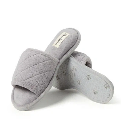 Dearfoams Beatrice Quilted Microfiber Terry Shower Slide Slipper In Gray