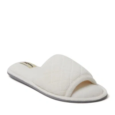 Dearfoams Beatrice Quilted Terry Womens Memory Foam Slip-on Slippers In Muslin