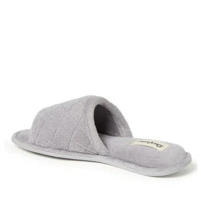 Dearfoams Beatrice Quilted Microfiber Terry Shower Slide Slipper In Gray
