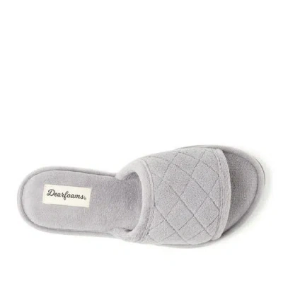 Dearfoams Beatrice Quilted Microfiber Terry Shower Slide Slipper In Gray