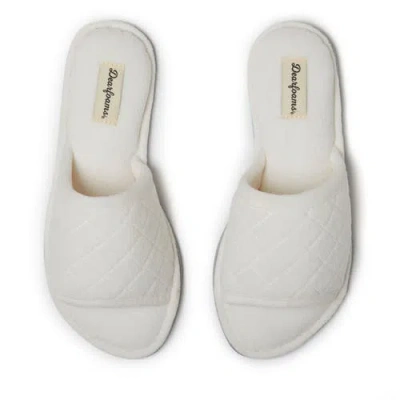 Dearfoams Beatrice Quilted Terry Womens Memory Foam Slip-on Slippers In Muslin