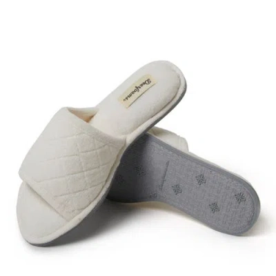 Dearfoams Beatrice Quilted Terry Womens Memory Foam Slip-on Slippers In Muslin
