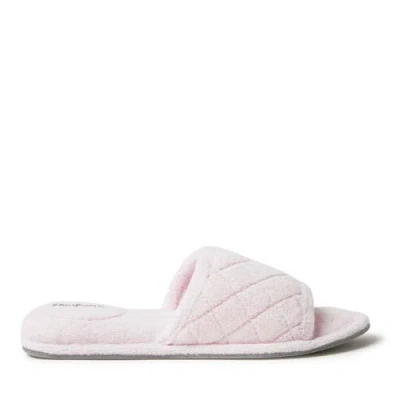 Dearfoams Womens Beatrice Quilted Microfiber Terry Slide Slipper In Fresh Pink