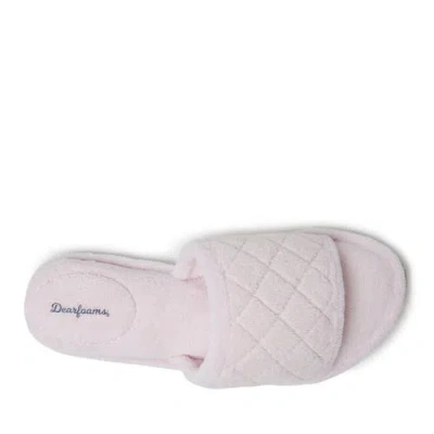 Dearfoams Womens Beatrice Quilted Microfiber Terry Slide Slipper In Fresh Pink