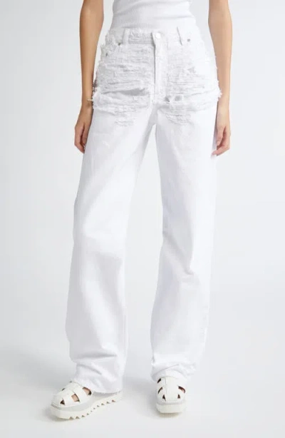 Stella Mccartney Destroyed Straight Leg Jeans In White