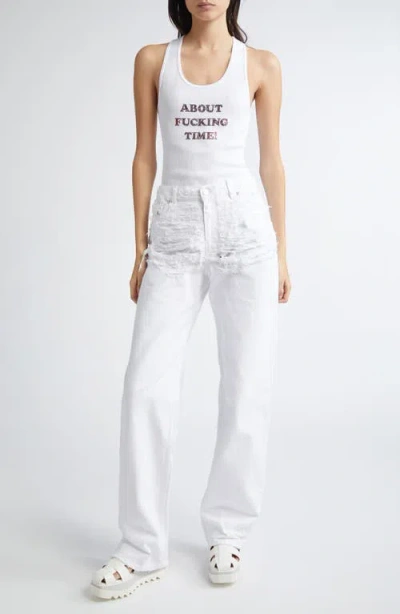 Stella Mccartney Destroyed Straight Leg Jeans In White