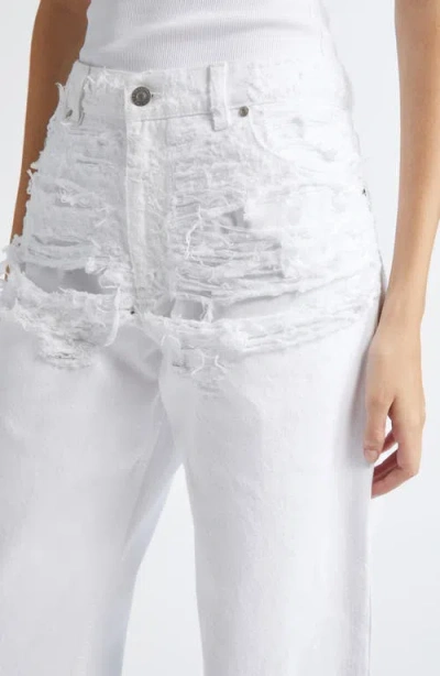 Stella Mccartney Destroyed Straight Leg Jeans In White
