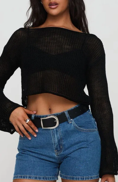 Princess Polly Cafe Pari Crop Sweater In Black