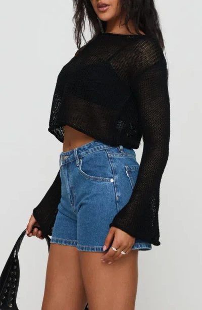 Princess Polly Cafe Pari Crop Sweater In Black