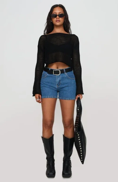 Princess Polly Cafe Pari Crop Sweater In Black