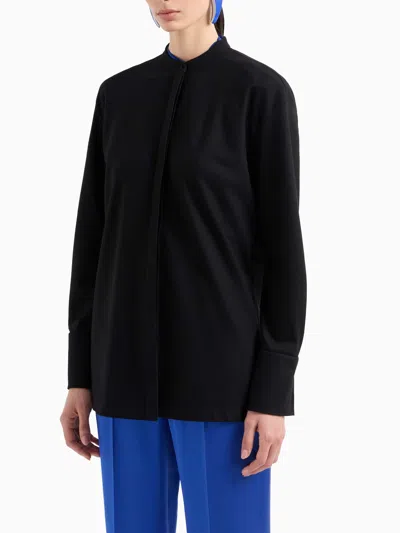 Giorgio Armani Sophisticated Mandarin Collar Shirt In Black