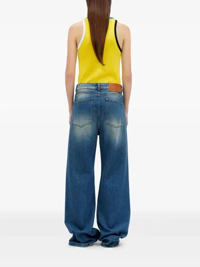 Msgm Wide-leg Denim Trousers Faded Effect In Blue