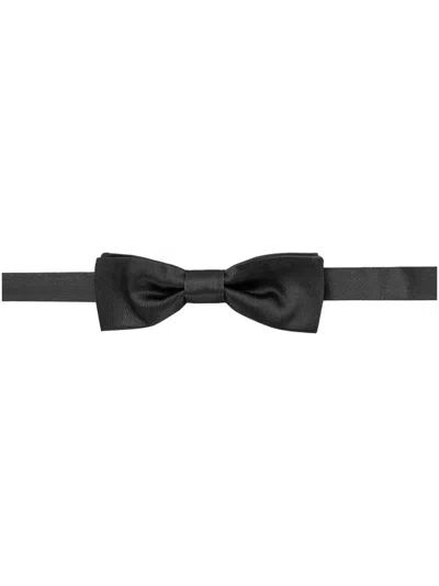 Dolce & Gabbana Satin Silk Bow Tie In Black