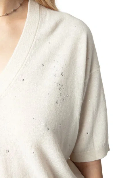 Zadig & Voltaire Womens Wully Rhinestone Knitted Top In Ecru