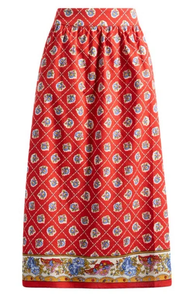 Wayf Josefina Cotton Blend Skirt In Red Scarf
