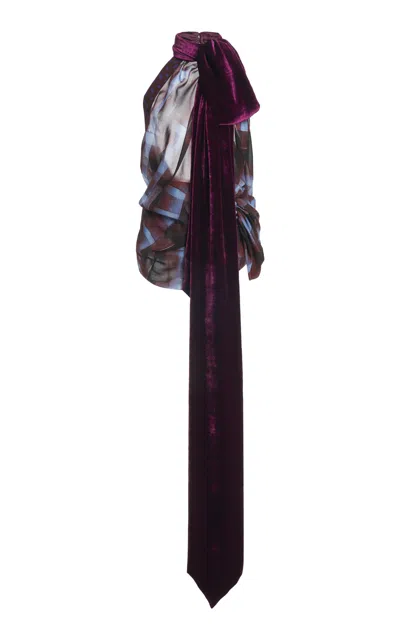 Dries Van Noten Draped Halter Top With Scarf In Burgundy