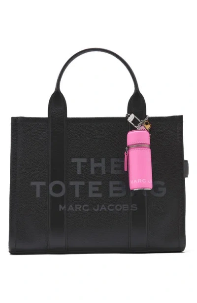Marc Jacobs The Lipstick Case Charm Pink Keychain With Pendants And Logoed Lipstick Holder In Leather And Brass  In Pink