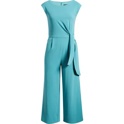 Tahari Asl Side Knot Scuba Crepe Jumpsuit In Eucalyptus