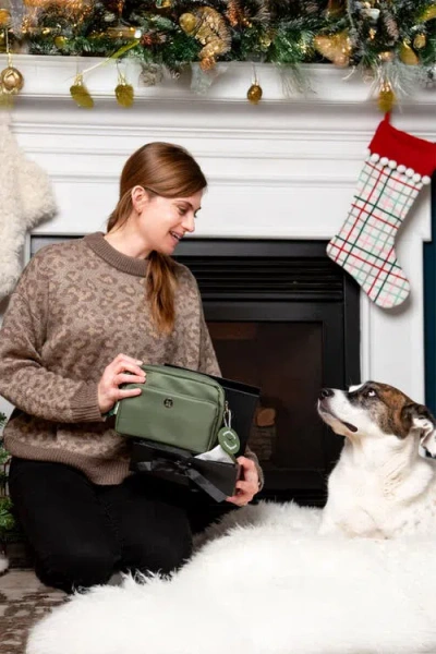Puppington 3-in-1 Dog Walking Bag With Poop Bags In Basil Green