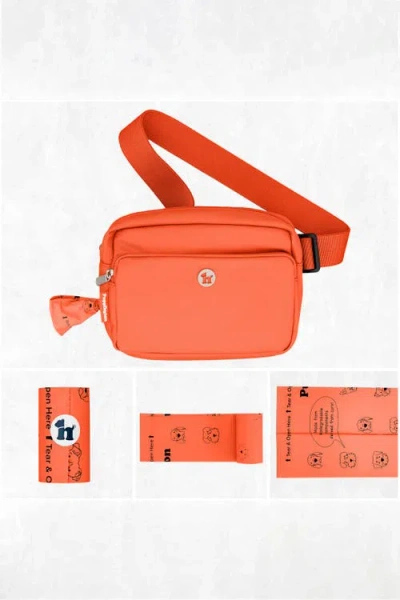 Puppington 3-in-1 Dog Walking Bag With Poop Bags In Poppy Orange