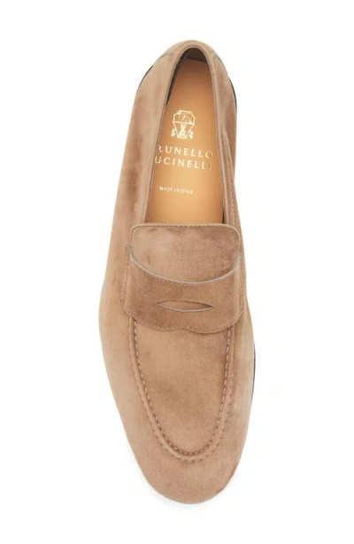 Brunello Cucinelli Interwoven Suede Loafers In C2767 Brown