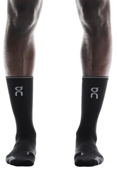 On Performance Run High Socks In Black/eclipse