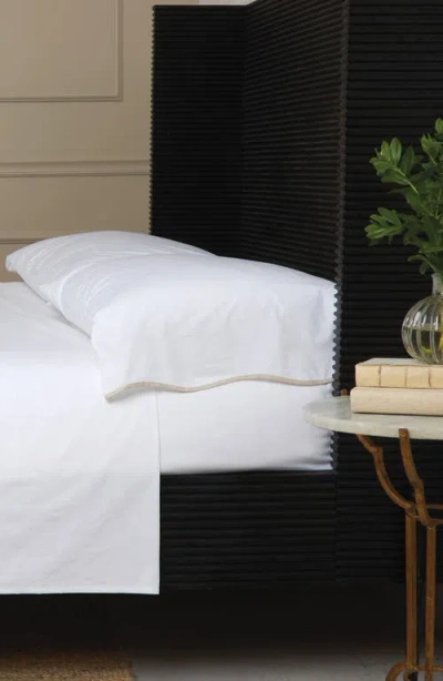 Pom Pom At Home Skylar Cotton Percale Sheet Set In White/flax