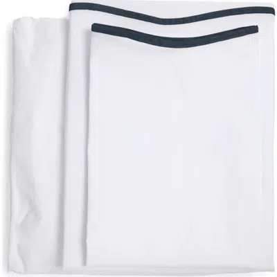 Pom Pom At Home Skylar Cotton Percale Sheet Set In White/navy