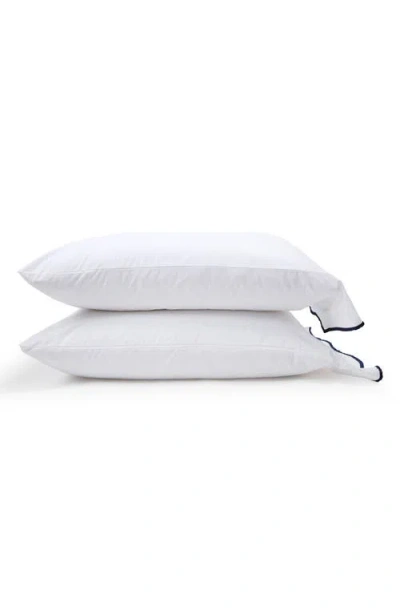Pom Pom At Home Skylar Cotton Percale Sheet Set In White/navy