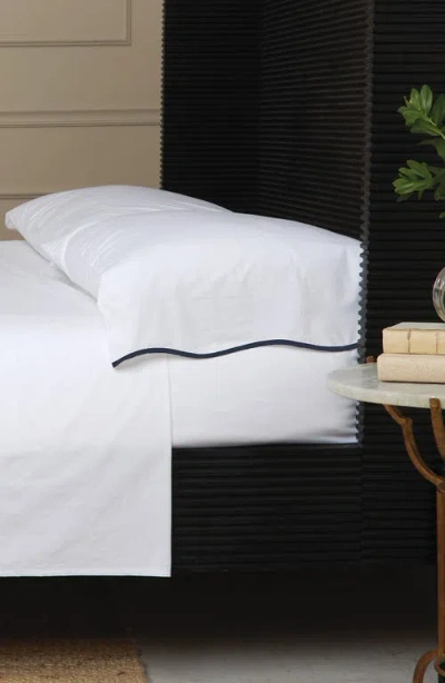 Pom Pom At Home Skylar Cotton Percale Sheet Set In White/navy